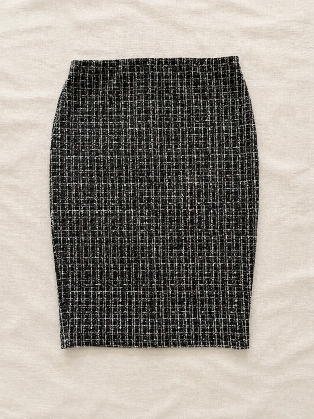 Express M Black Pink White Stretch Tweed High Waist Midi Pencil Skirt
